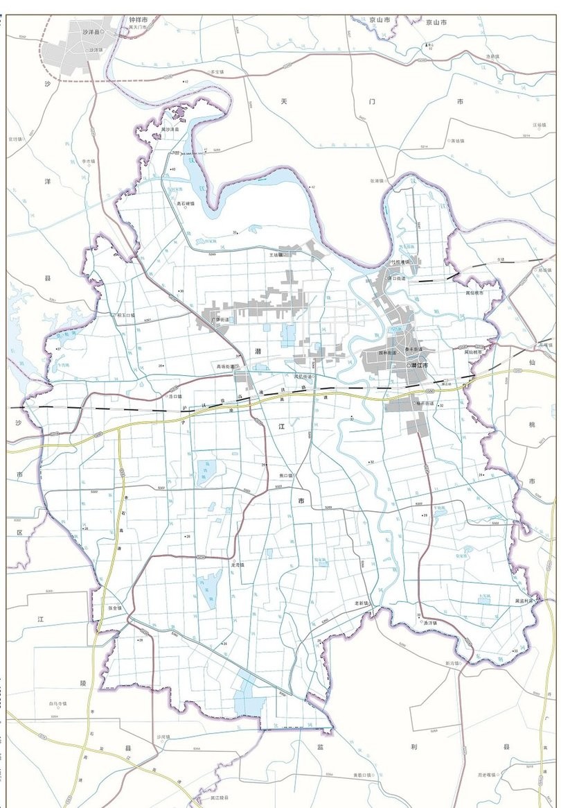 湖北潜江市地图全图高清版大图 最新版-含行政区划