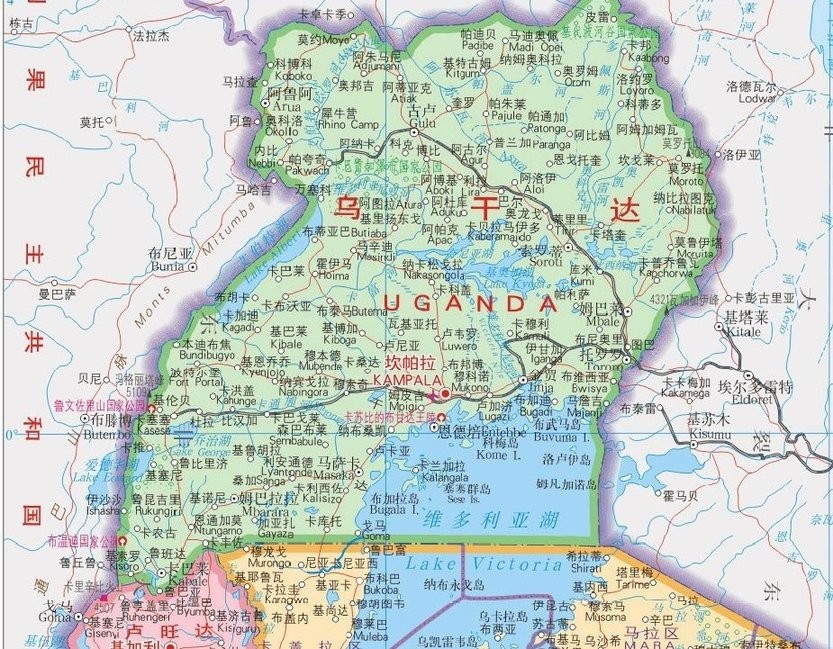 乌干达地图世界地图