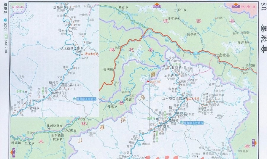 中國西藏墨脫地圖高清版大圖片清晰版(1)