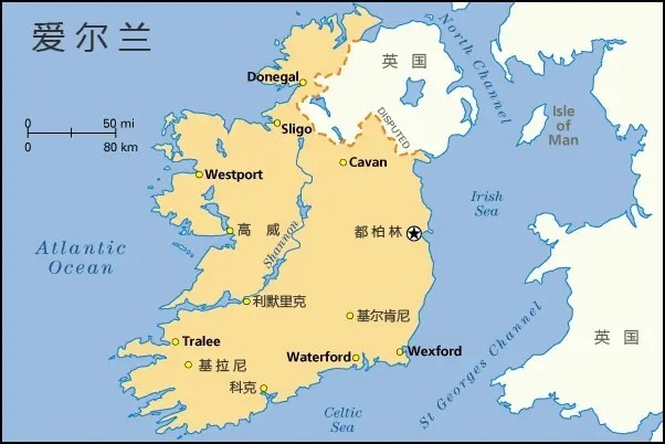 爱尔兰地图中文版下载