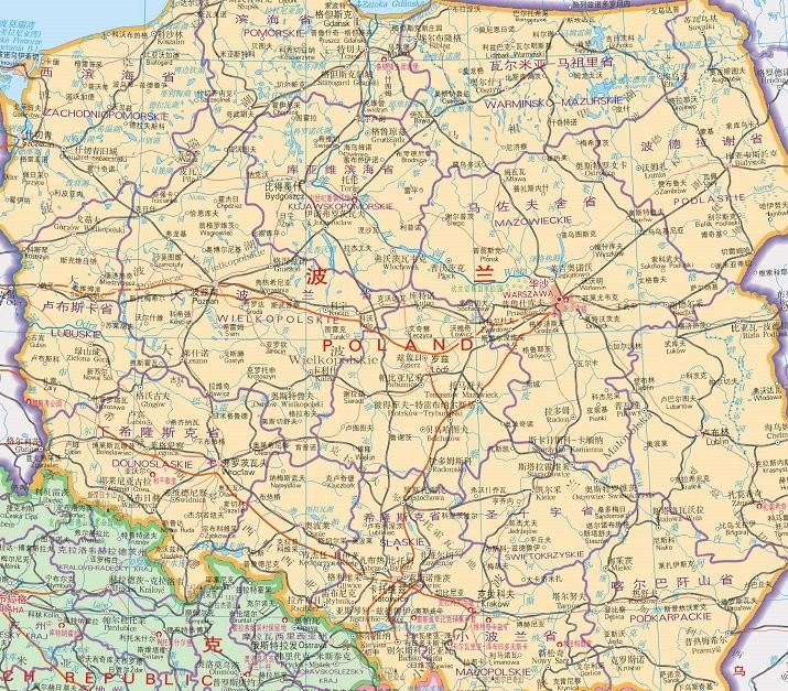 波蘭地圖高清中文版全圖完整版及周邊國家(1)