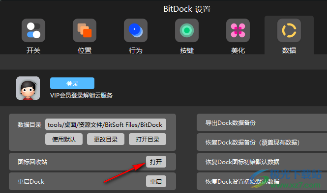 BitDock比特工具栏从回收站恢复图标的方法