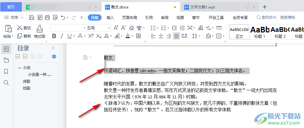 WPS Word文档清除文字格式的方法