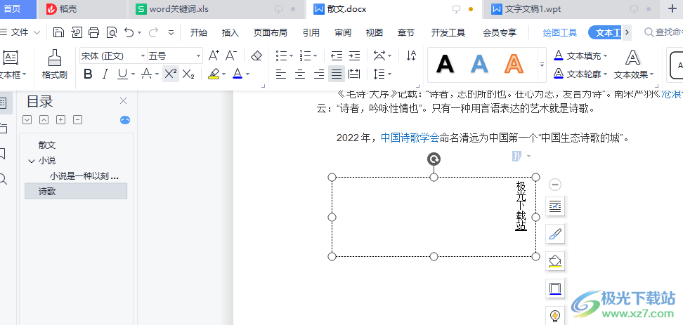 WPS Word文档插入竖排文字的方法