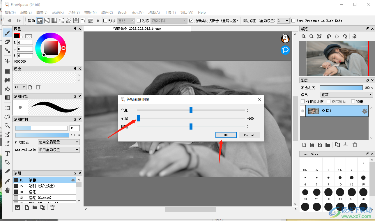 firealpaca设置图片灰白色效果的方法