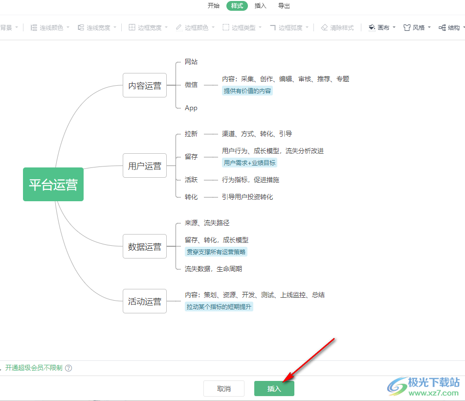 WPS PPT给思维导图设置透明背景的方法