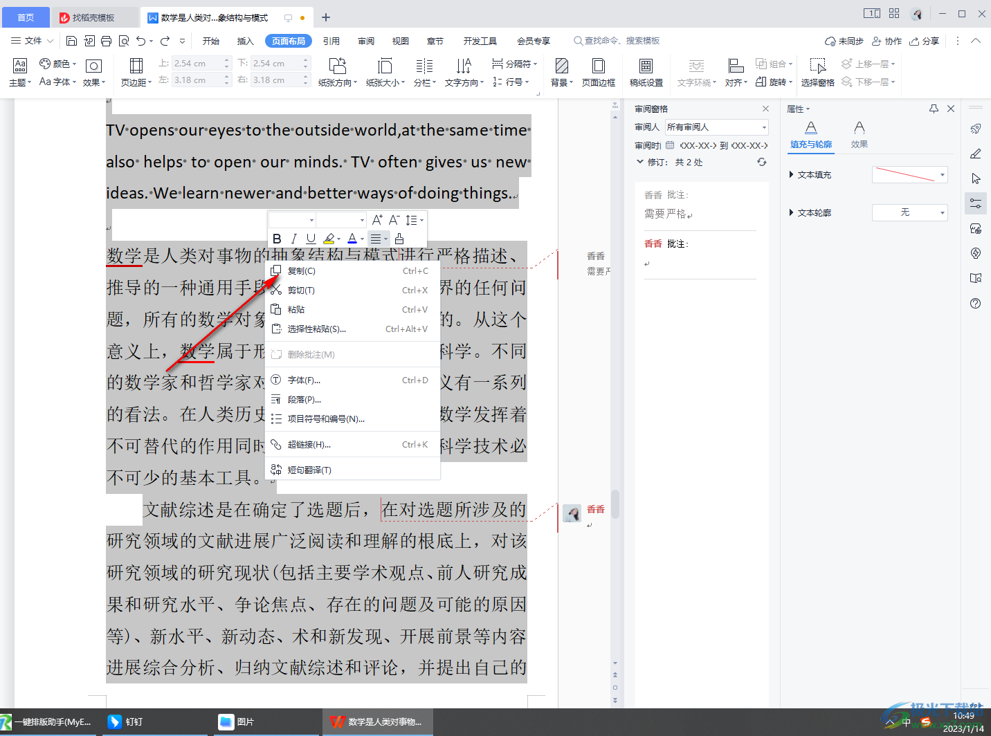 wps word复制一页一模一样的文字到新的页面的方法