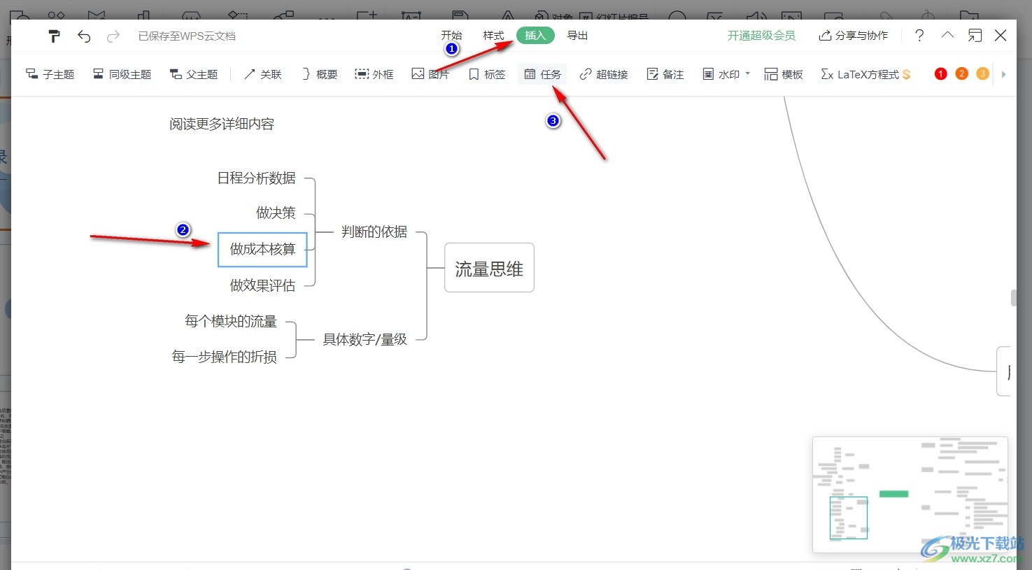 WPS PPT在思维导图中设置任务优先级的方法