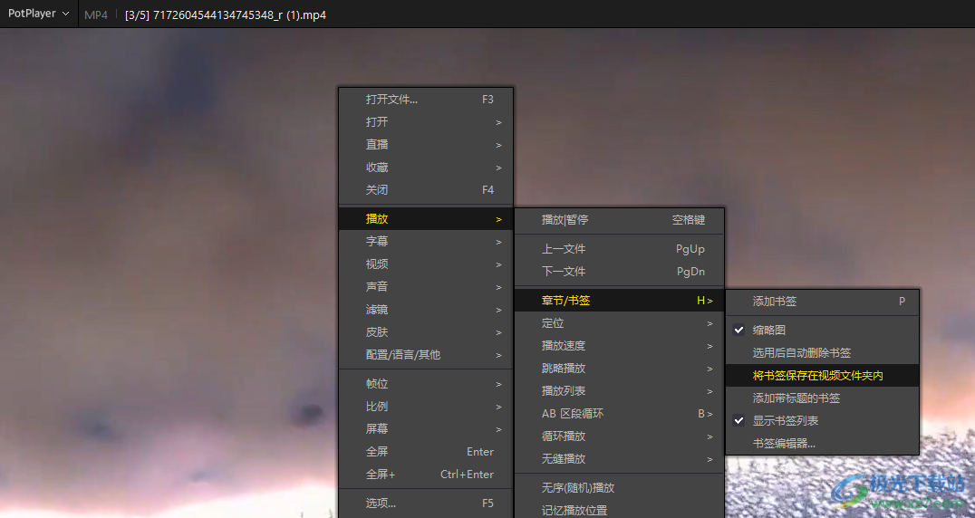 PotPlayer自动保存书签到视频文件夹的设置方法