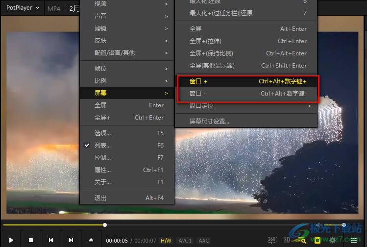 PotPlayer调整屏幕大小的快捷键