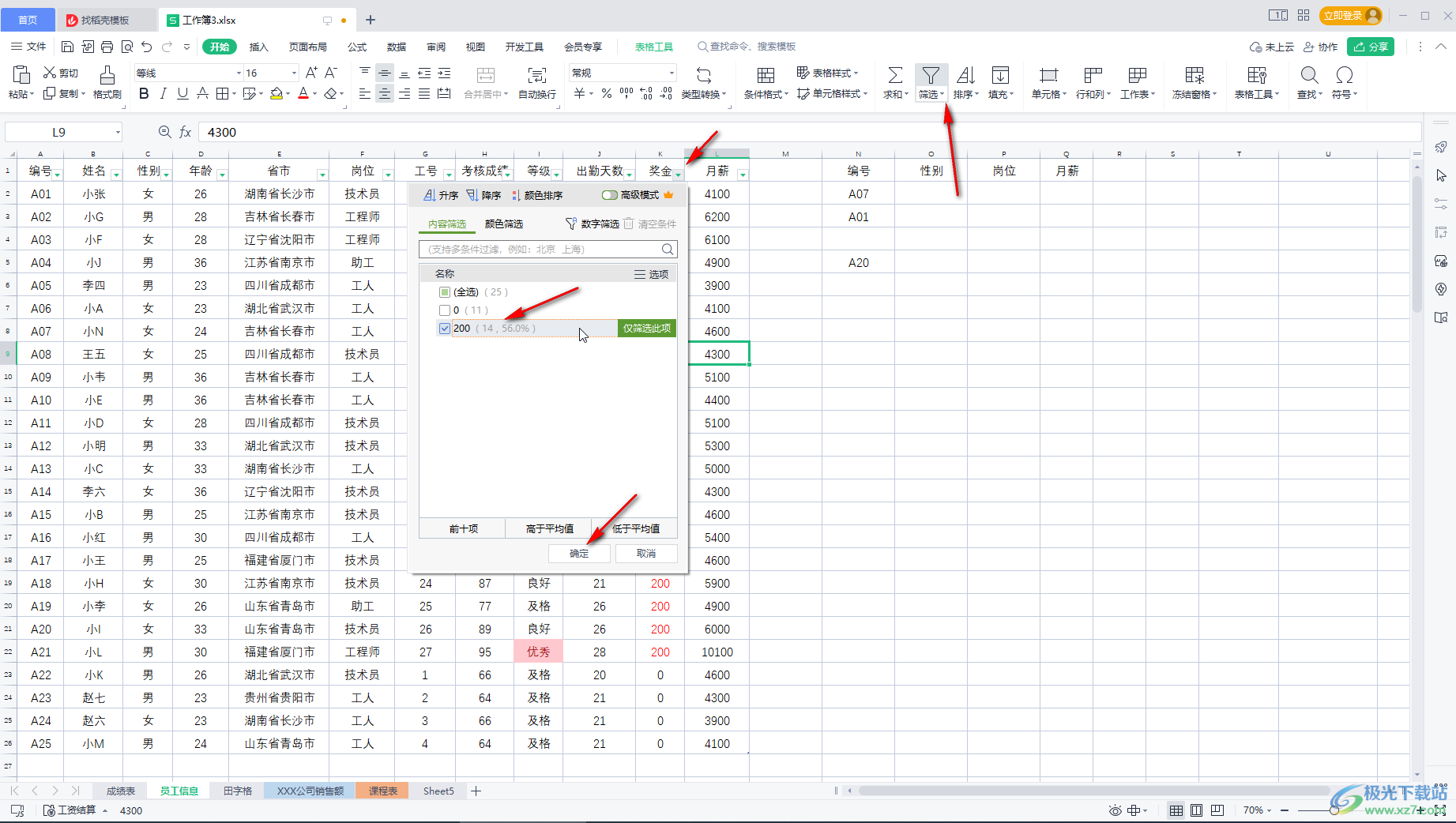 WPS Excel查找并标记的方法教程