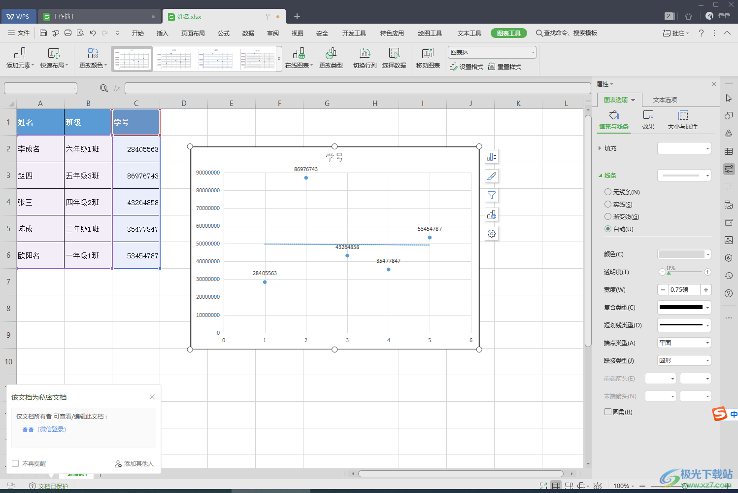 wps excel做线性关系图的方法