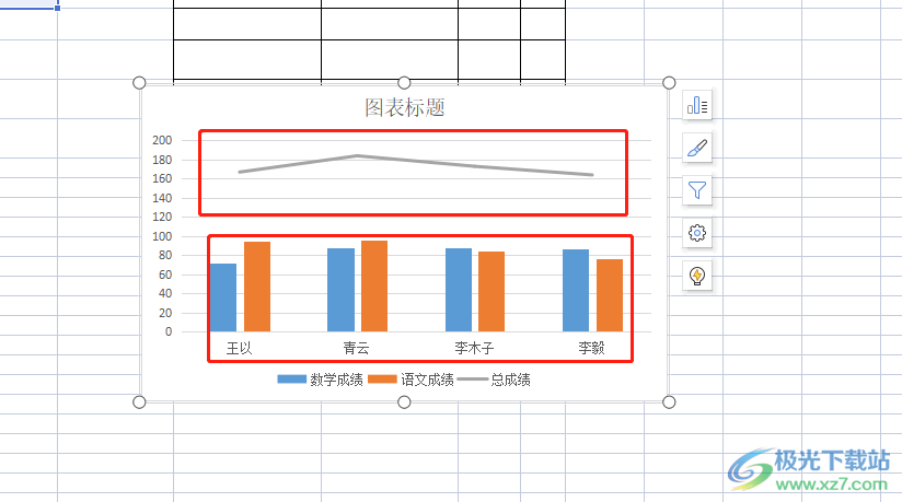 wps表格将两个图表合在一起的教程