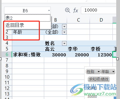 wps表格快速返回目录的教程