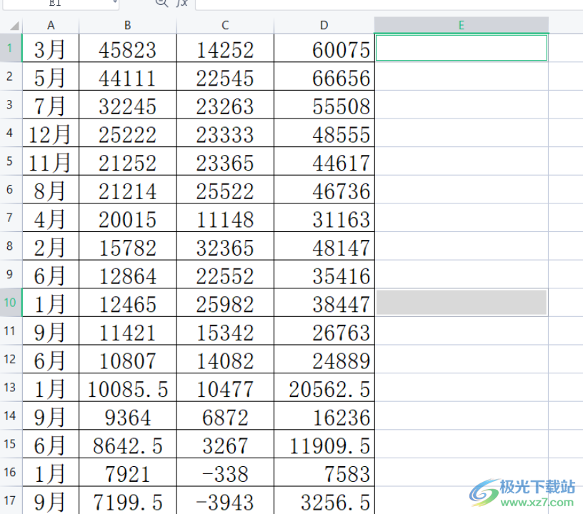 ​wps表格隔10行就删除一行的教程