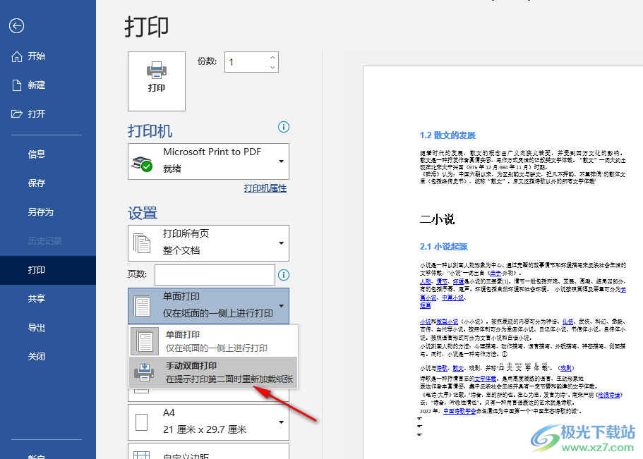 Word设置双面打印的方法