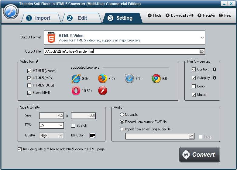 ThunderSoft Flash to HTML5 Converter(swf转换H5视频)(1)