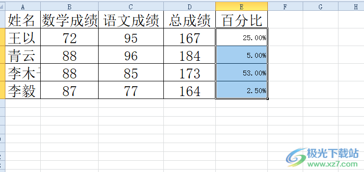 ​excel将数字自动转换百分比的教程