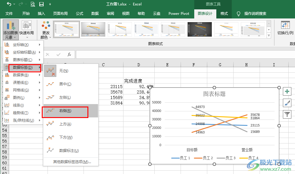 Excel给图表添加数据标签的方法