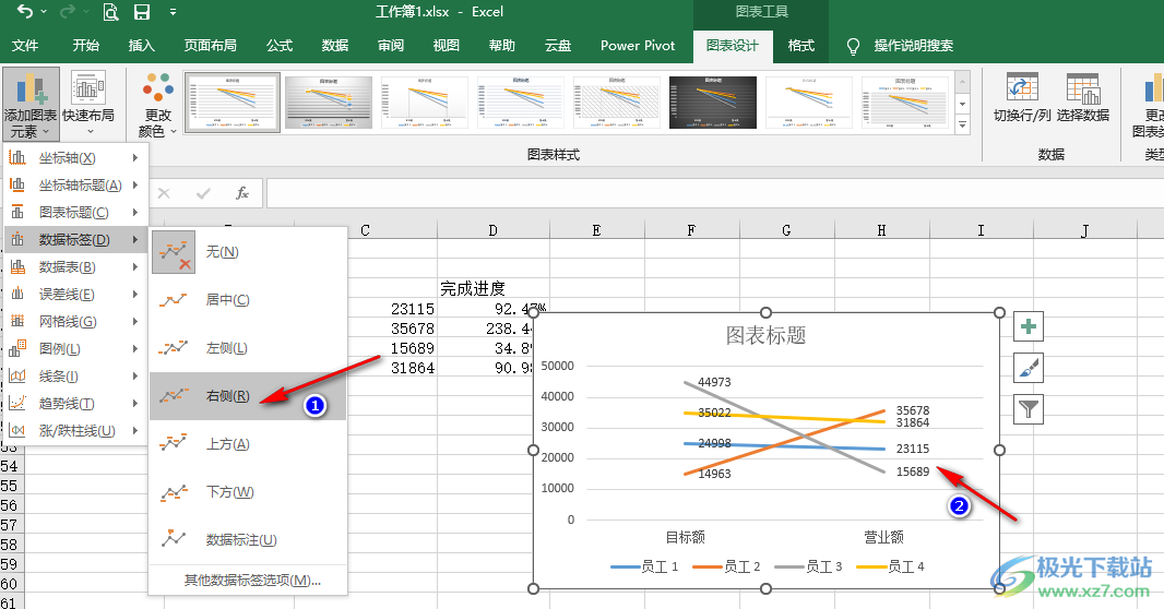 Excel给图表添加数据标签的方法