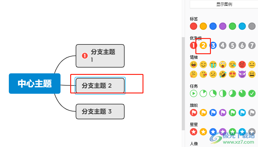 ​xmind添加层级标记的教程