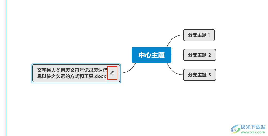 ​xmind打开主题中的附件的教程