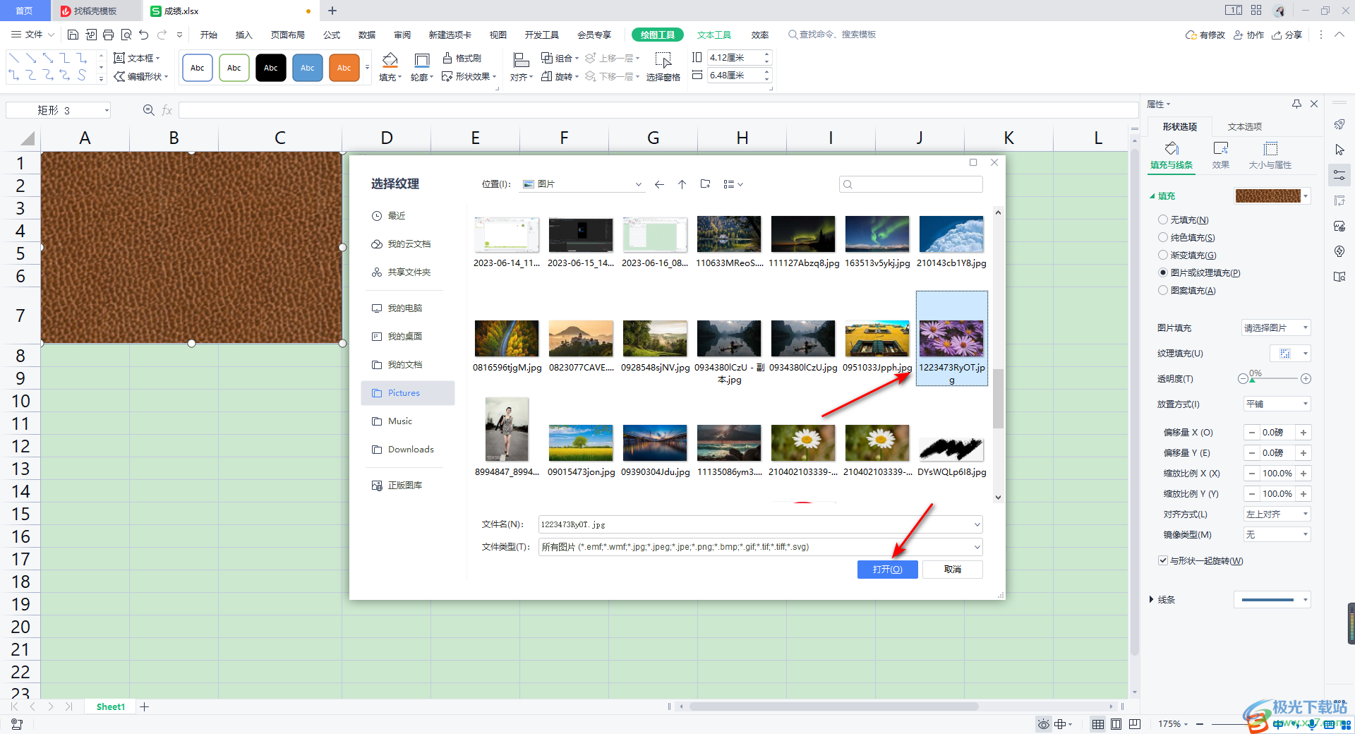 WPS Excel设置表格背景图片的方法