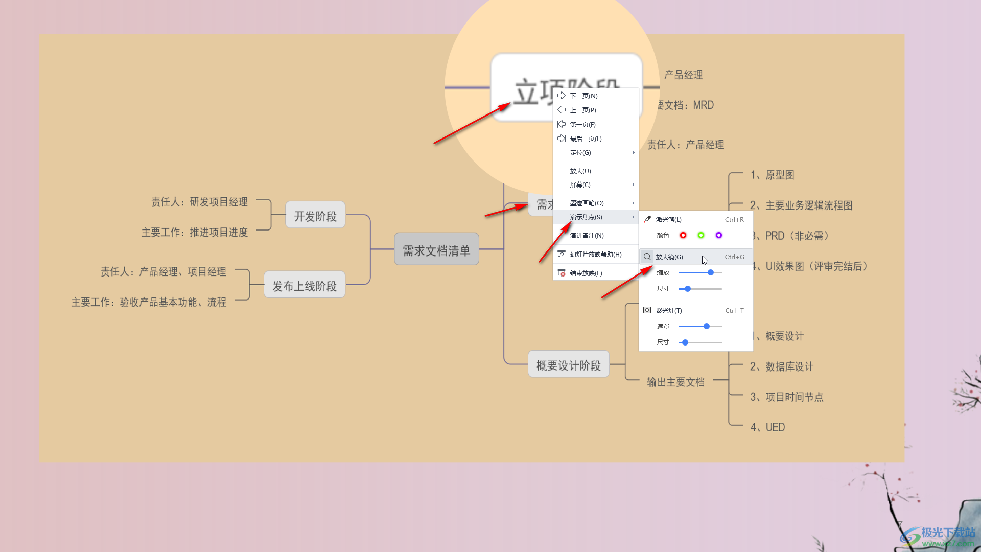 WPS演示文稿中使用聚光灯功能突出焦点信息的方法教程