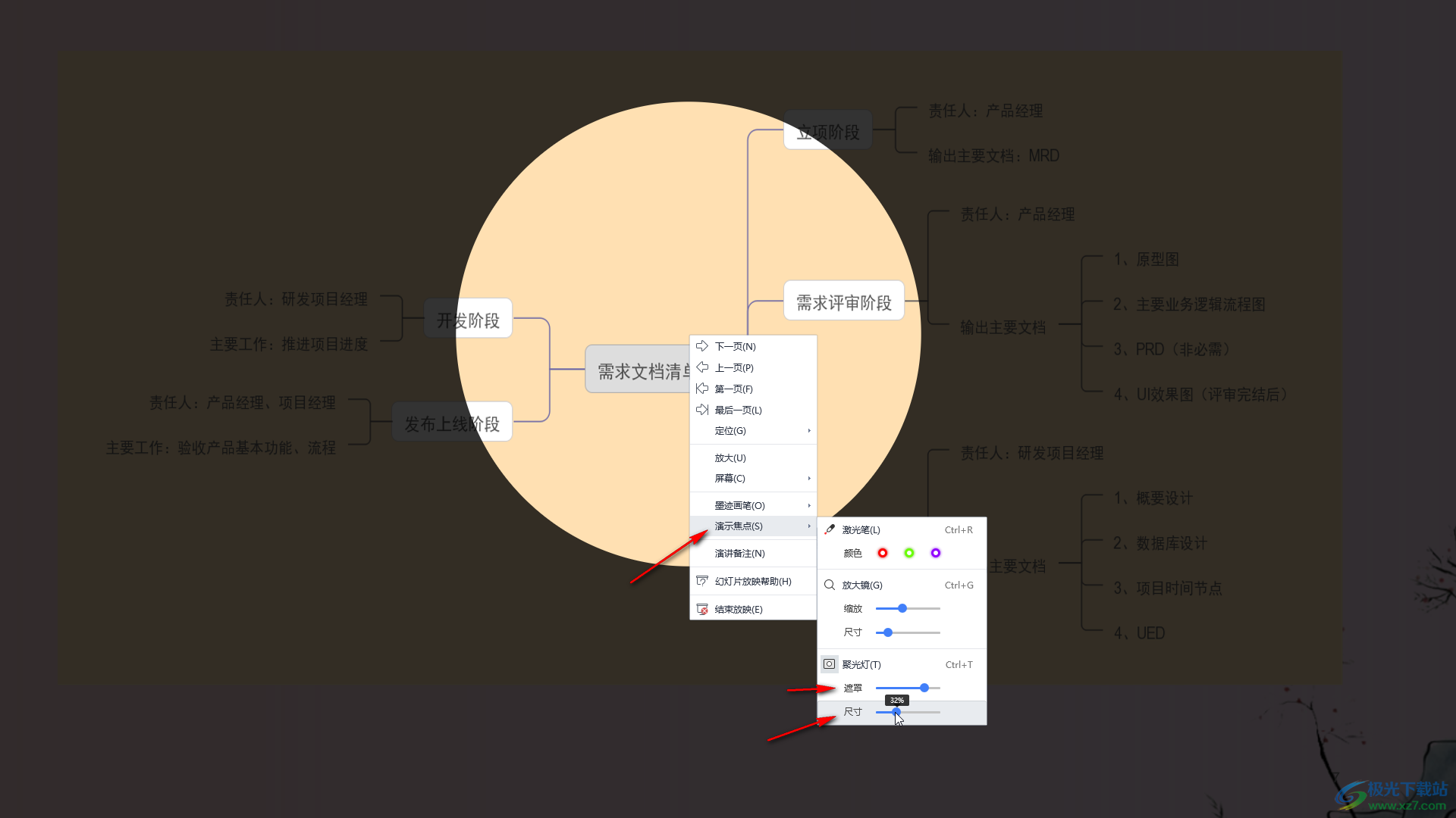 WPS演示文稿中使用聚光灯功能突出焦点信息的方法教程