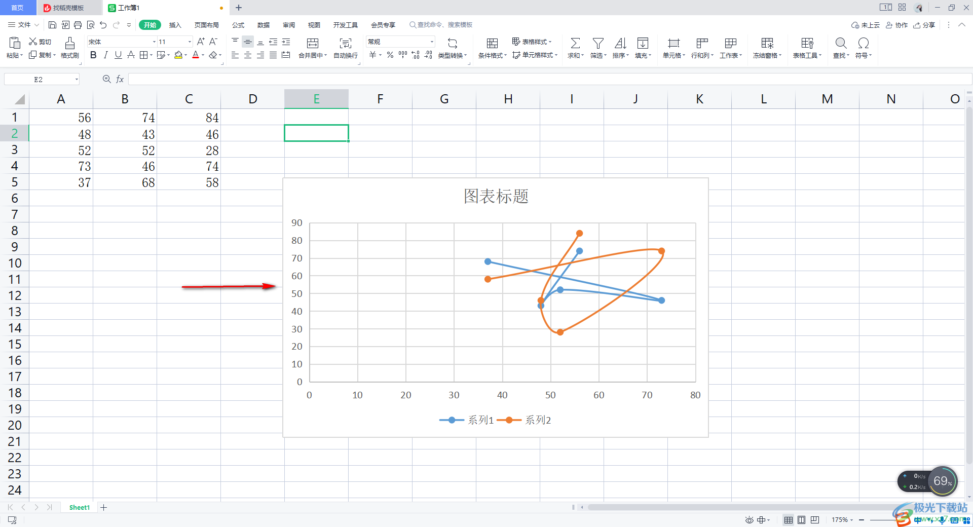 wps Excel数据表设置带趋势线和数据标签散点图的方法