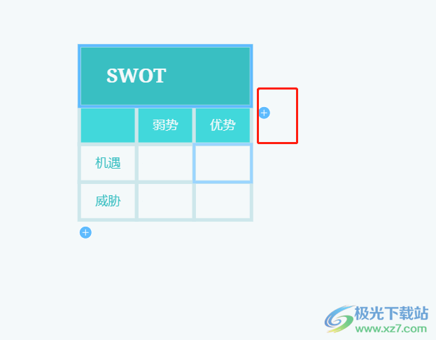 ​xmind在矩阵图中添加行和列的教程