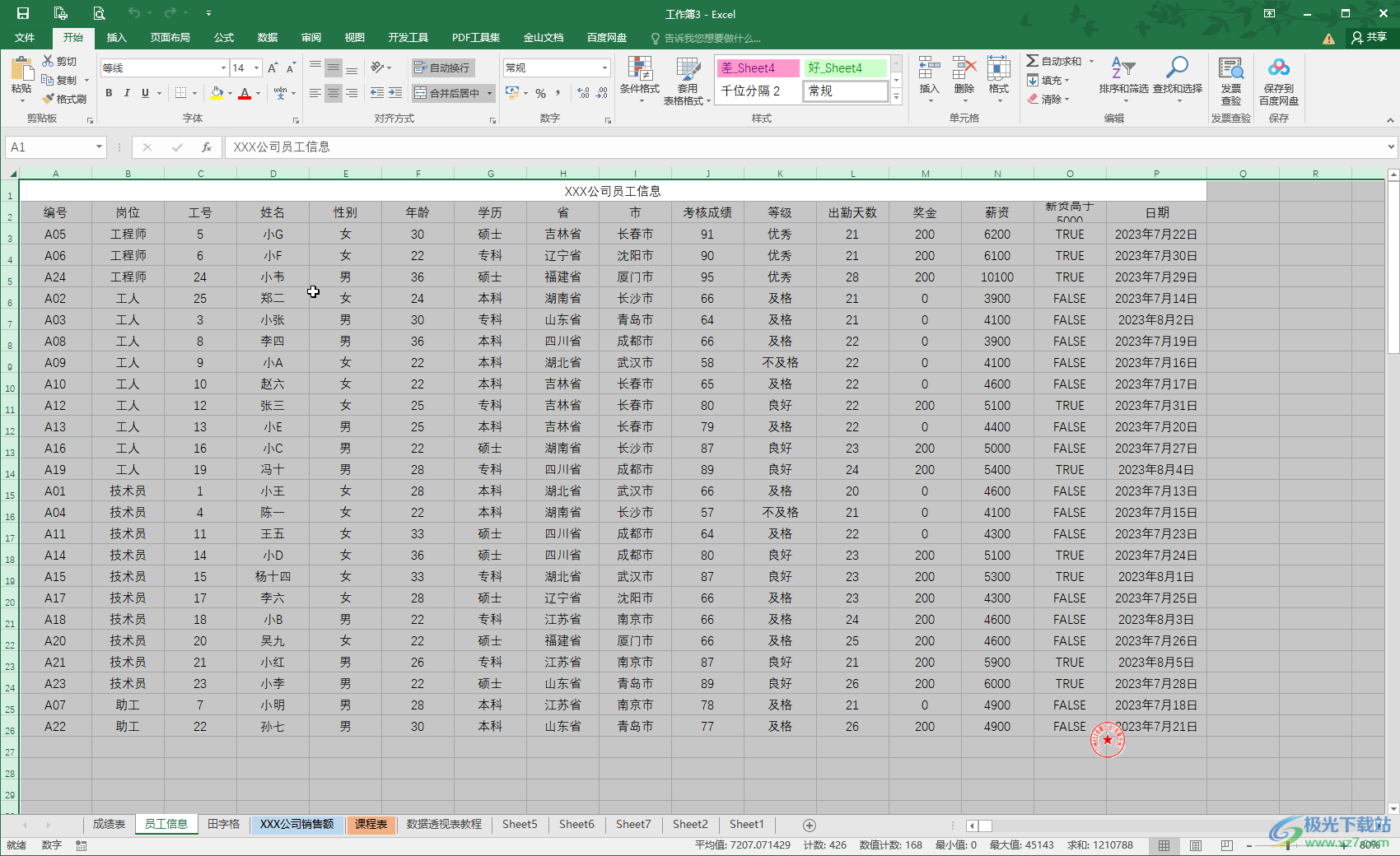Excel表格中设置行高和列宽的方法教程