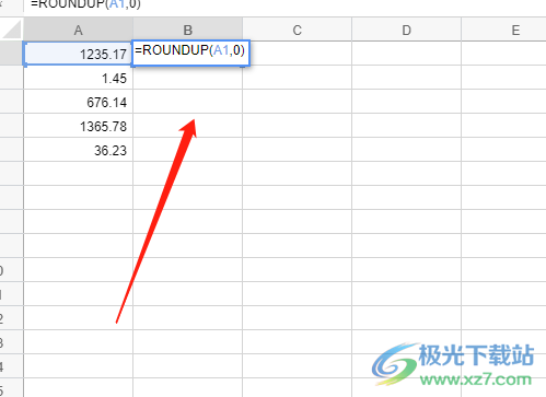 ​石墨文档中的表格向上取整数的教程