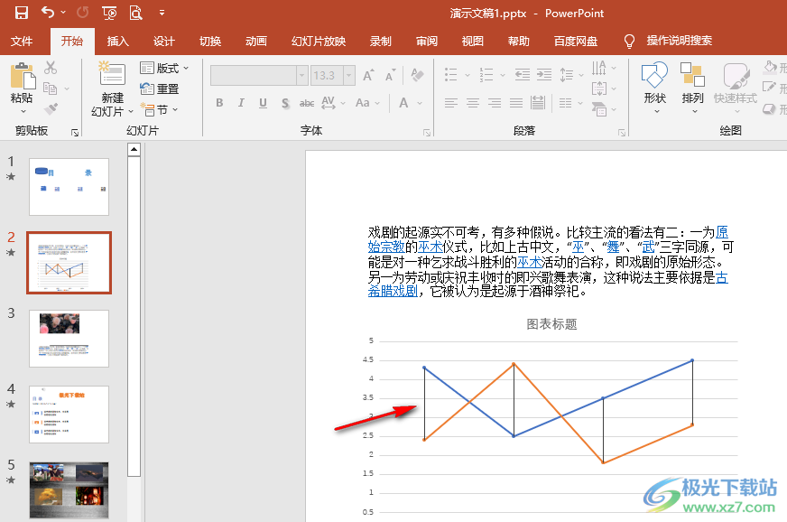 PPT折线图添加高低点连线的方法