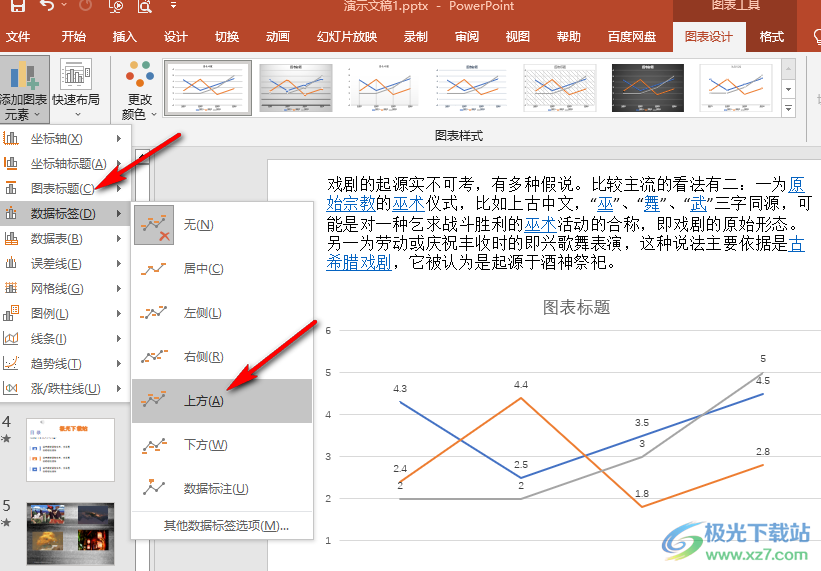 PPT折线图显示数据标签的方法