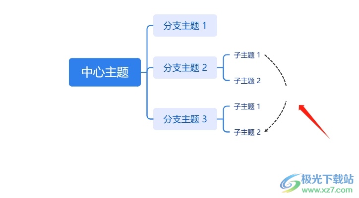 TreeMind树图将两个子主题连在一起的教程