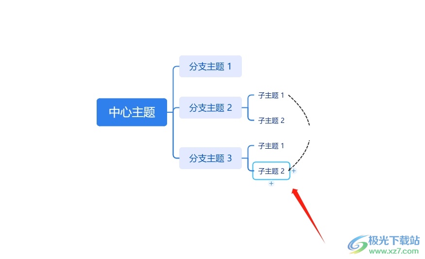 TreeMind树图将两个子主题连在一起的教程