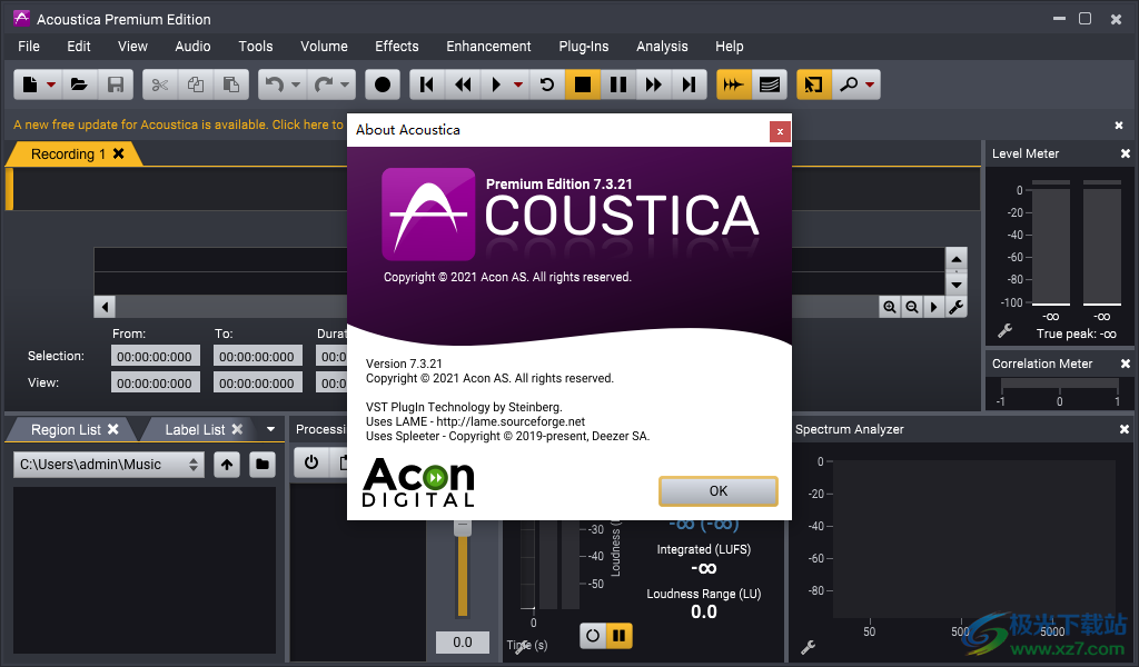 Acoustica 7破解版(音频编辑工具)