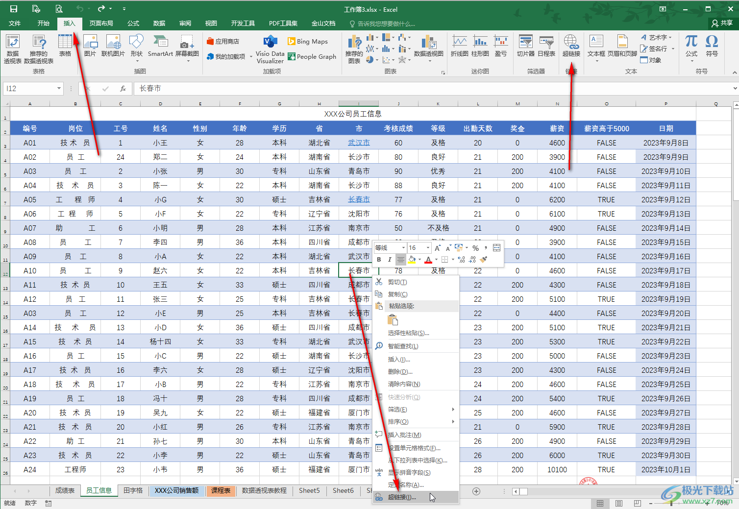 WPS Excel如何超链接到本地文档？-WPS Excel超链接到本地文档的方法 - 极光下载站