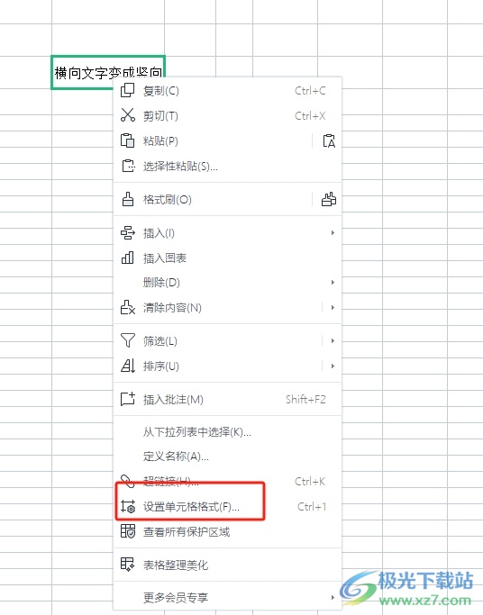 ​wps表格将横着的文字变成竖着的教程