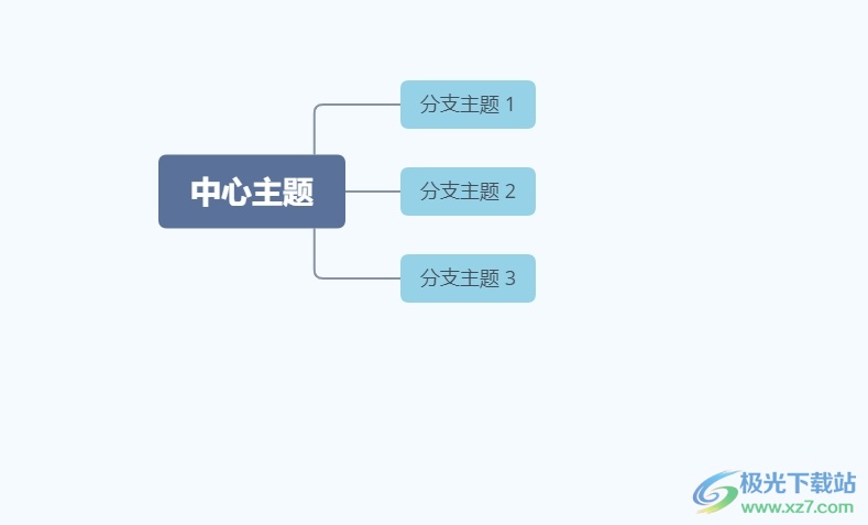 xmind让添加的多个自由主题居中对齐的教程