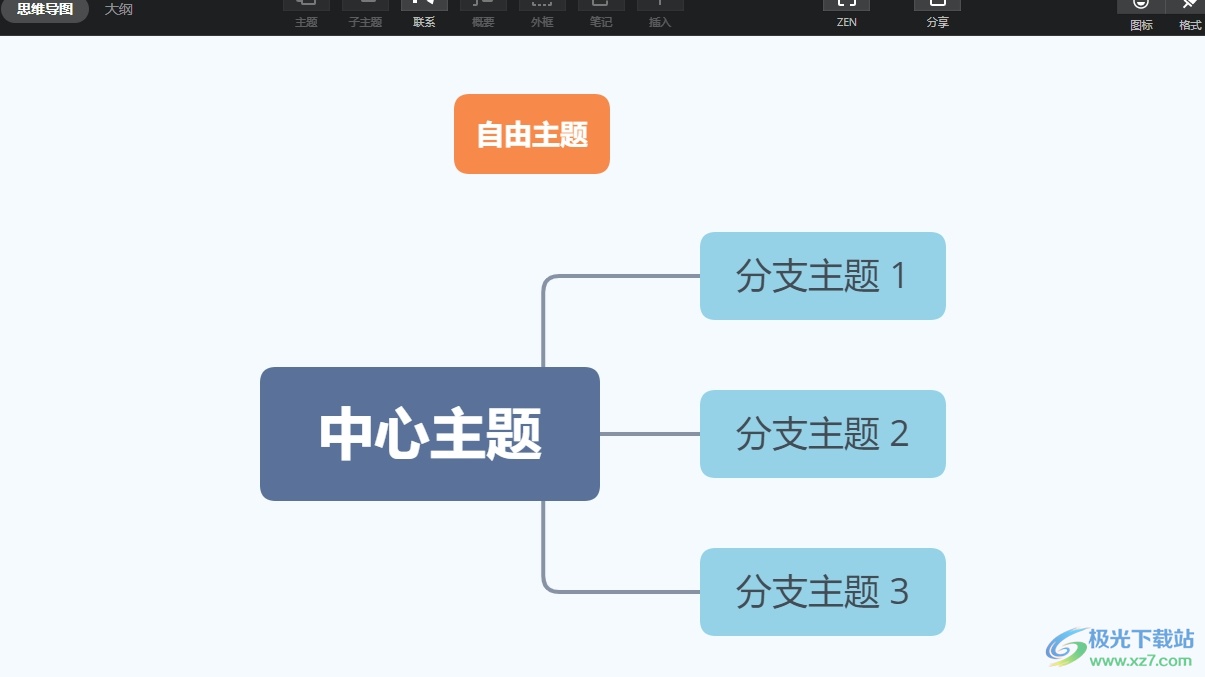 xmind适应画布大小的教程