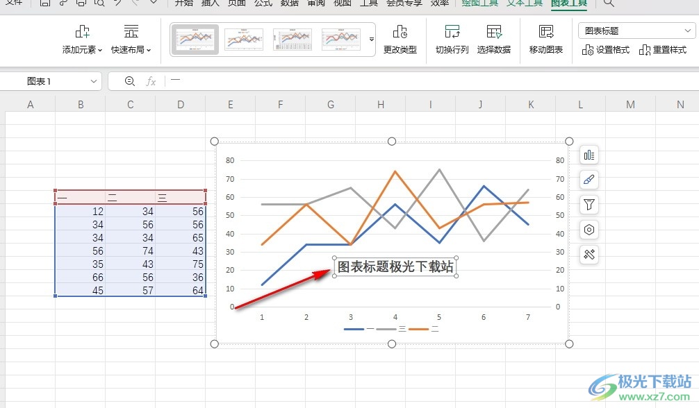 WPS Excel折线图上添加文字标注的方法