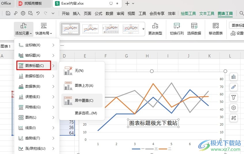 WPS Excel折线图上添加文字标注的方法