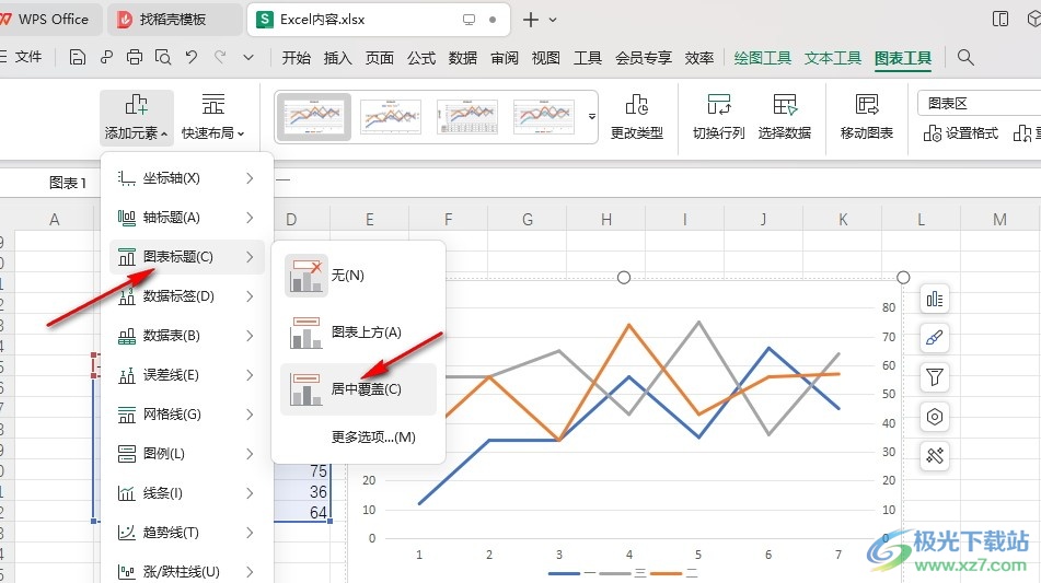 WPS Excel折线图上添加文字标注的方法