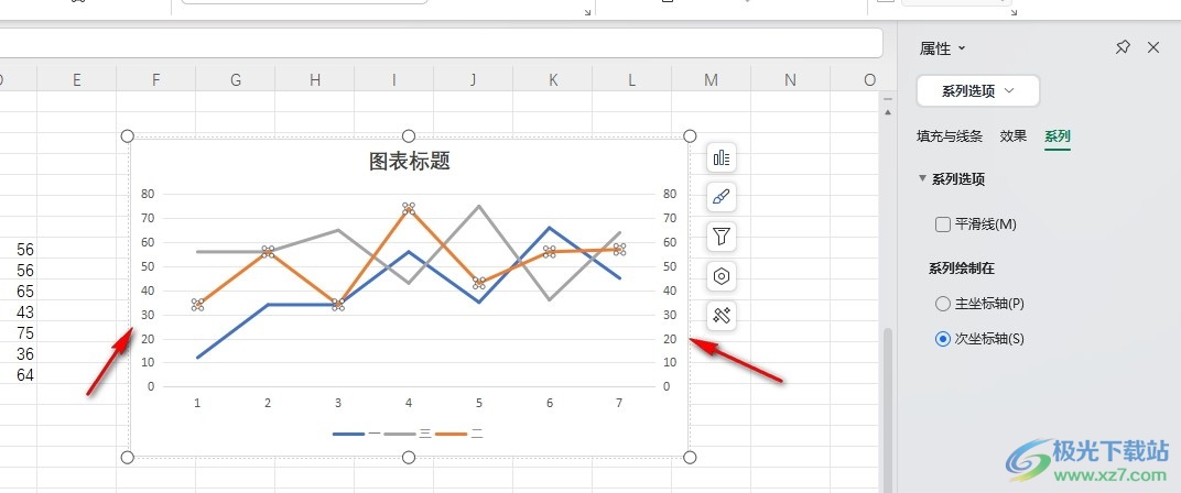 WPS Excel设置两个纵坐标的方法