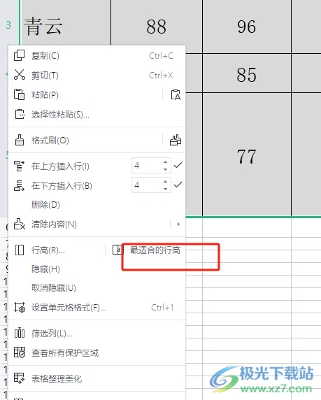 wps单元格自动调整行高的教程