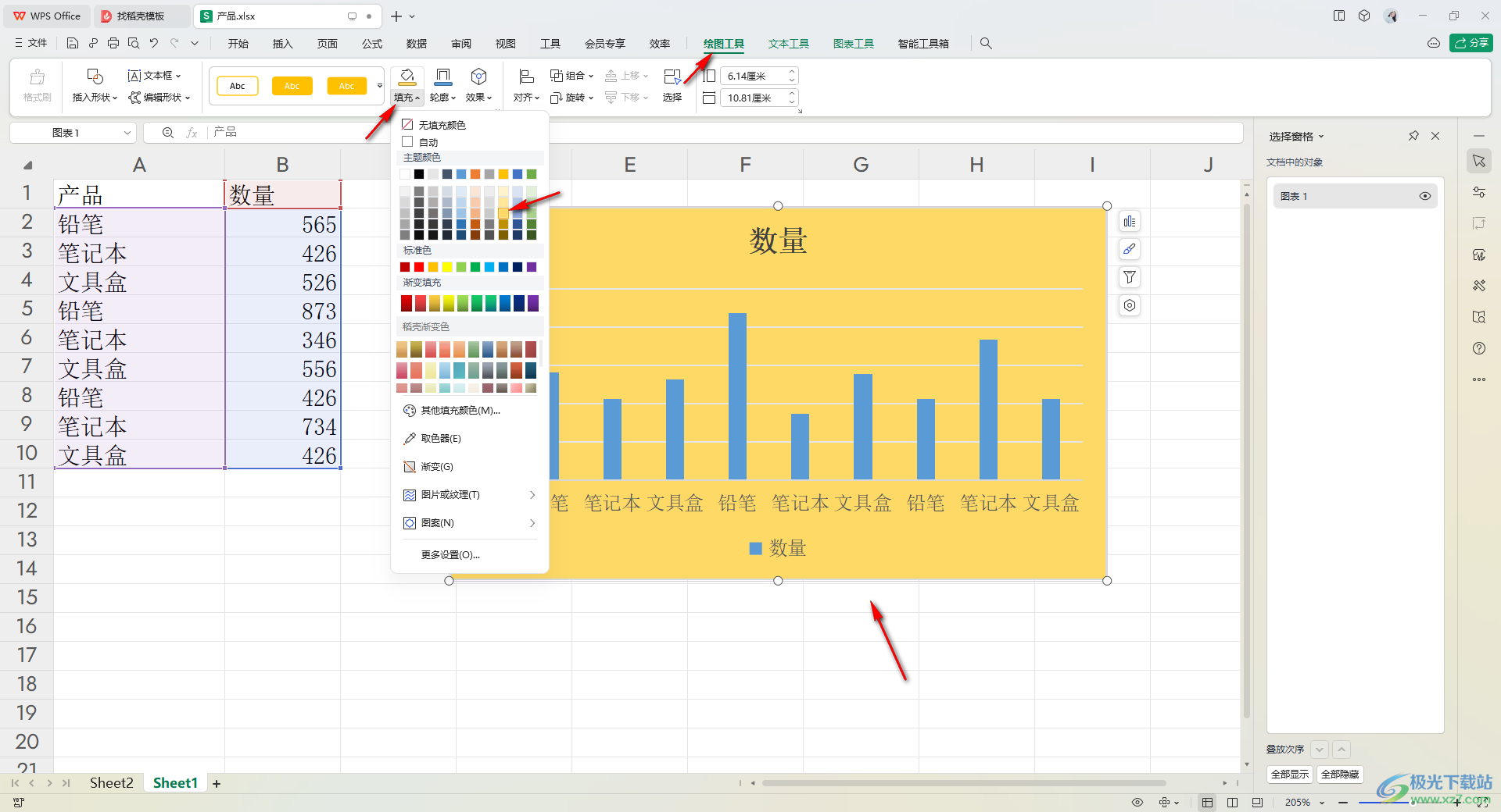 WPS Excel图表复制图表和复制图表格式的方法