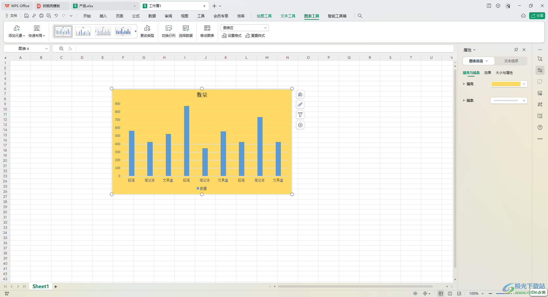 WPS Excel图表复制图表和复制图表格式的方法