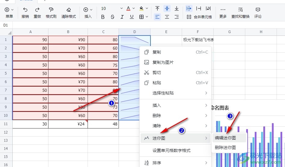 飞书更改迷你图颜色和折线粗细的方法